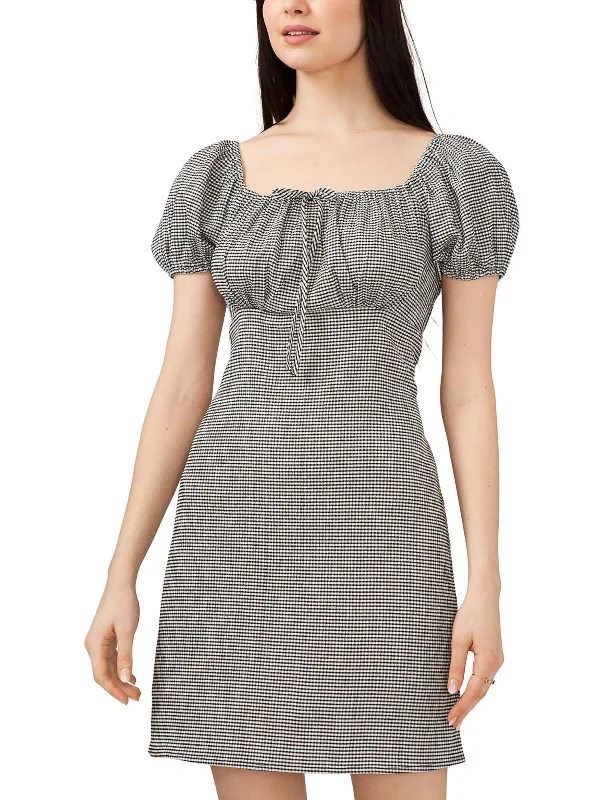 Carefree Womens Square Neck Bow Blouse