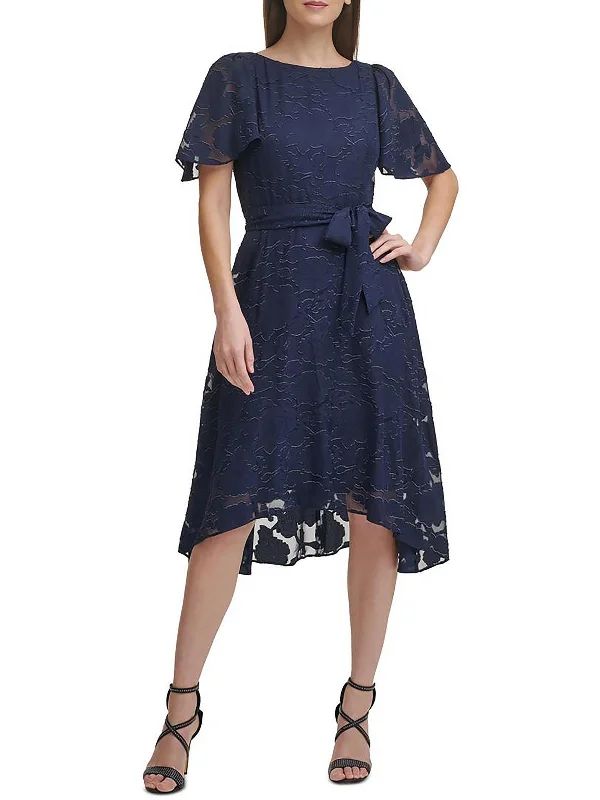 Versatile Items Womens Textured Hi-Low Cocktail and Party Dress