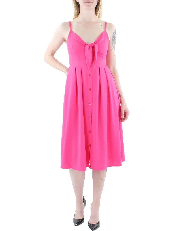 Thin Design Womens Tie-Front Knee-Length Fit & Flare Dress