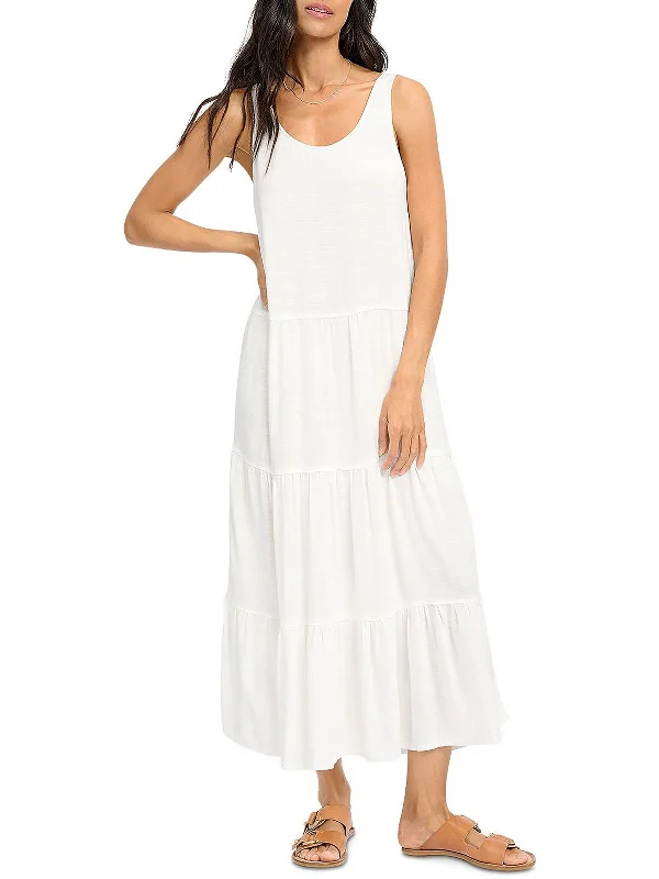 Nightclub Style Womens Tiered Calf Midi Dress