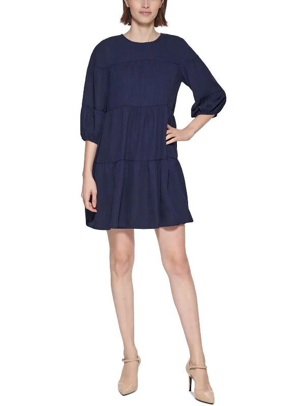 Youthful Womens Tiered Textured Shift Dress