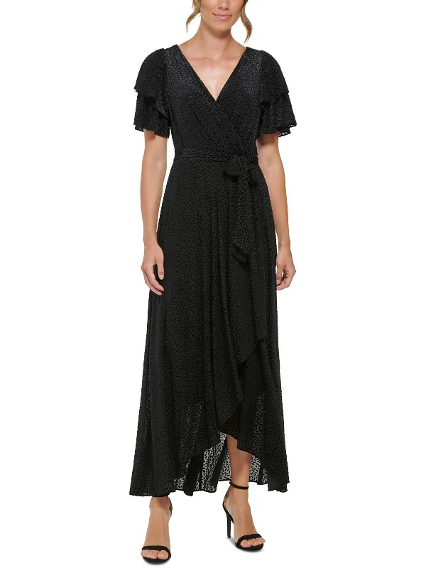 Design Perception Womens Velvet Burnout Maxi Dress