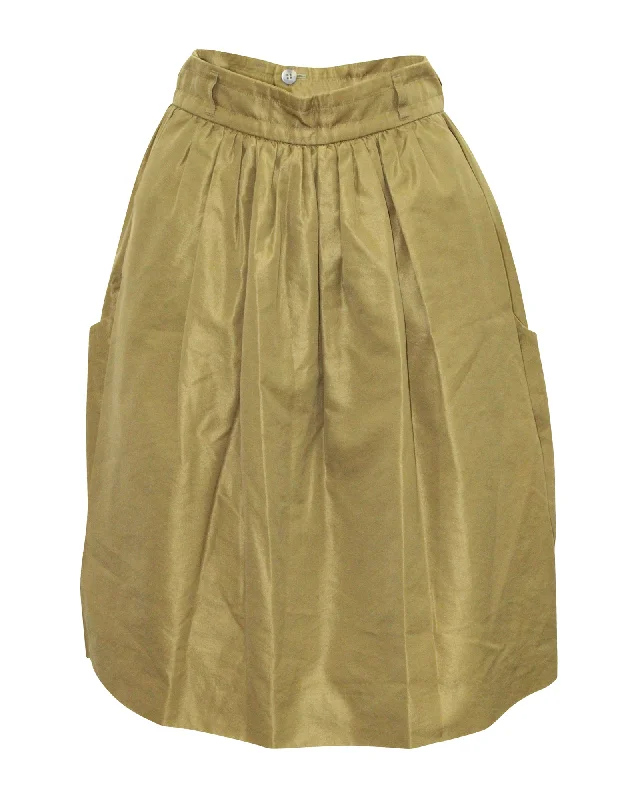 Playful Style Yves Saint Laurent Overlay Wide Legged Pants in Green Cotton