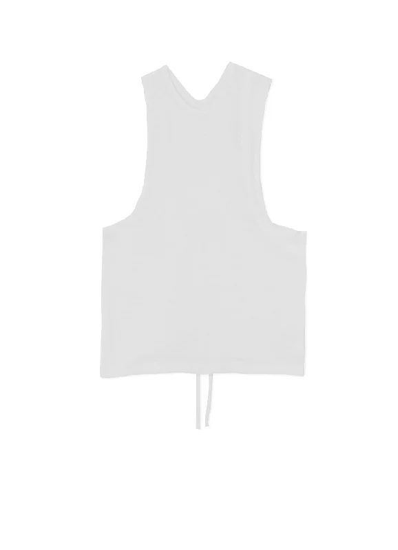 COTTON/LINEN PLAIN STITCH WIDE ROUND NECK TANK TOP