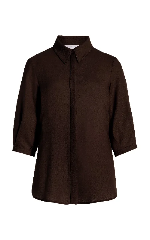 Hadley Blouse in Chocolate Virgin Wool