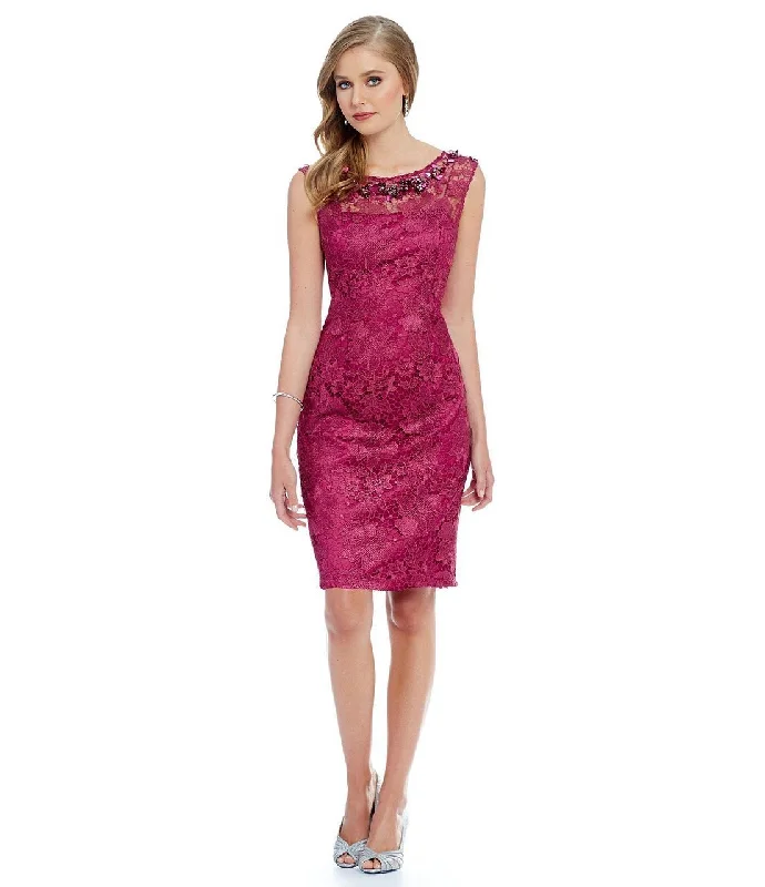 Slim Fit Adrianna Papell - 81925540SC Sleeveless Bateau Laced Sheath Dress