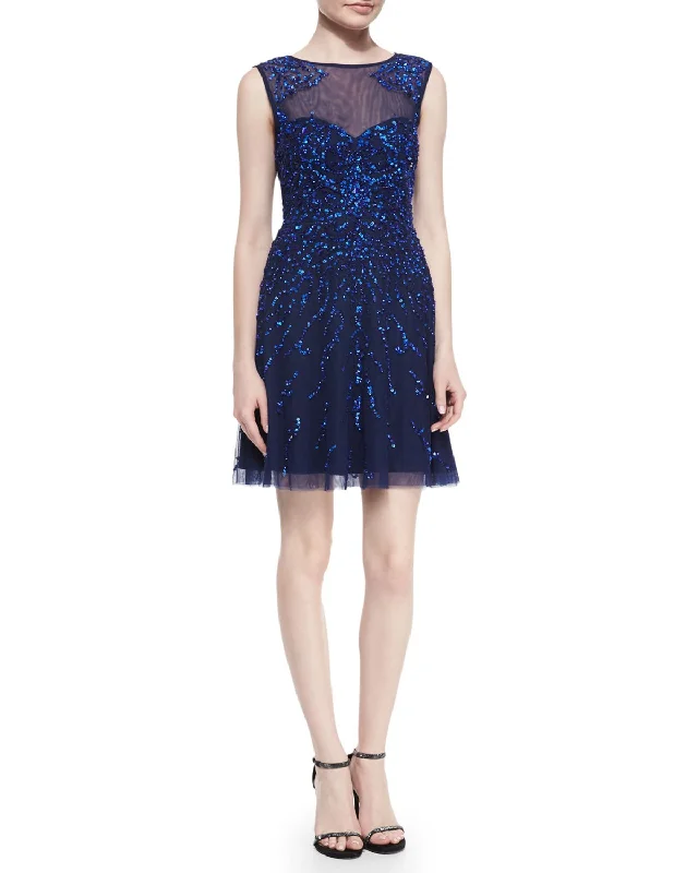 Elegant And Casual Adrianna Papell - Sequined Mesh Cocktail Dress 54465630SC