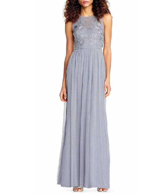 Comfortable And Versatile Adrianna Papell - Sleeveless Embroidered Tulle Gown AP1E203102SC