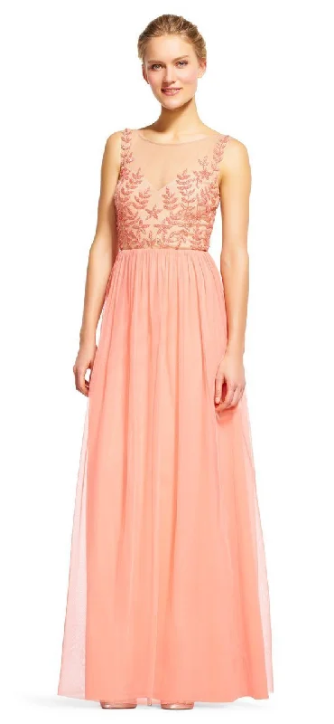 Luxury And Elegant Adrianna Papell - Tonal Beaded Illusion Bateau Dress AP1E200878SC
