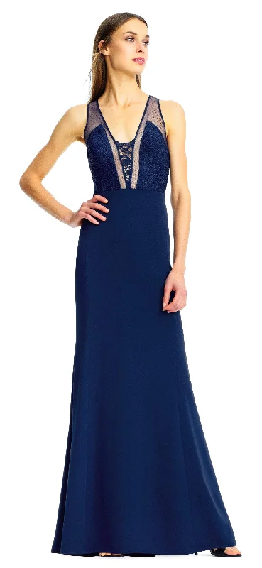 British Fashion Aidan Mattox - Floral Lace Sleeveless Bodice Taffeta Gown MN1E201862SC