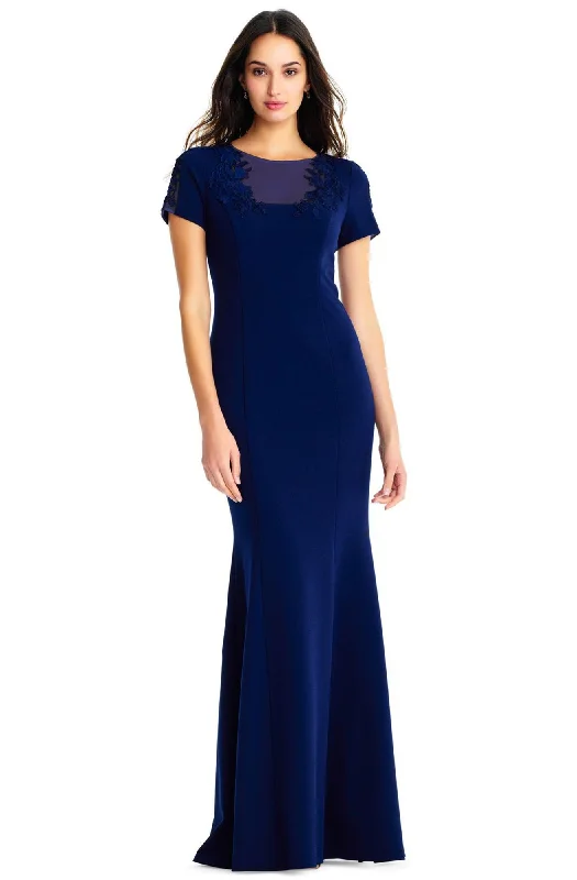 Cool Summer Aidan Mattox - Ornate Sheer Neck Flared Hem Crepe Dress MD1E203782SC