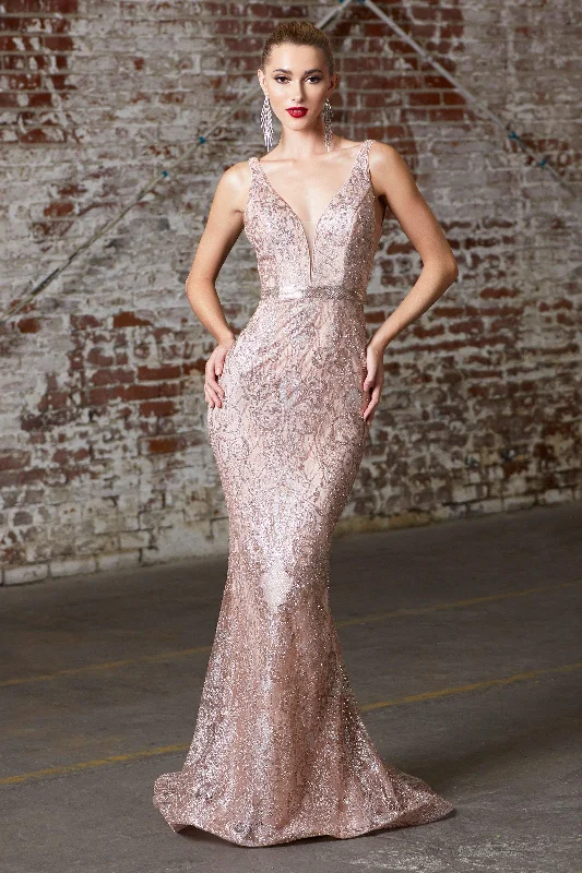 Exclusive Customization Cinderella Divine CW213 Long Formal Sleeveless Glitter Print Prom Dress Exclusive Customization Cinderella Divine CW213 Long Formal Sleeveless Glitter Print Prom Dress