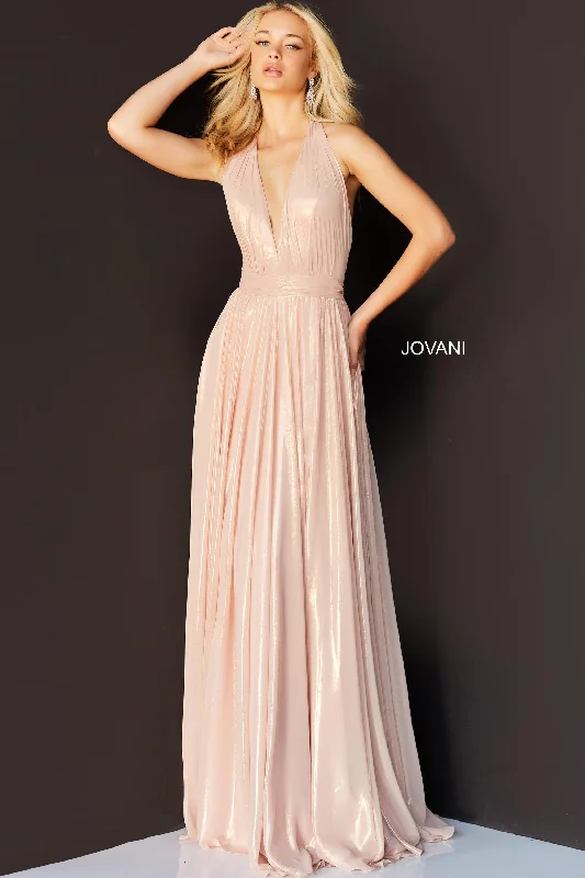 Jovani 07247 Halter Long Formal Evening Dress