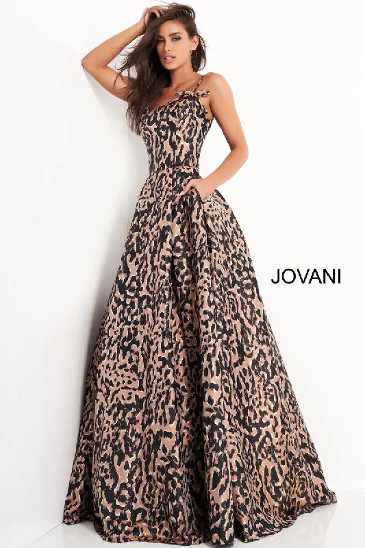Double-sided Wear Jovani 03838 Long Spaghetti Strap Prom Gown