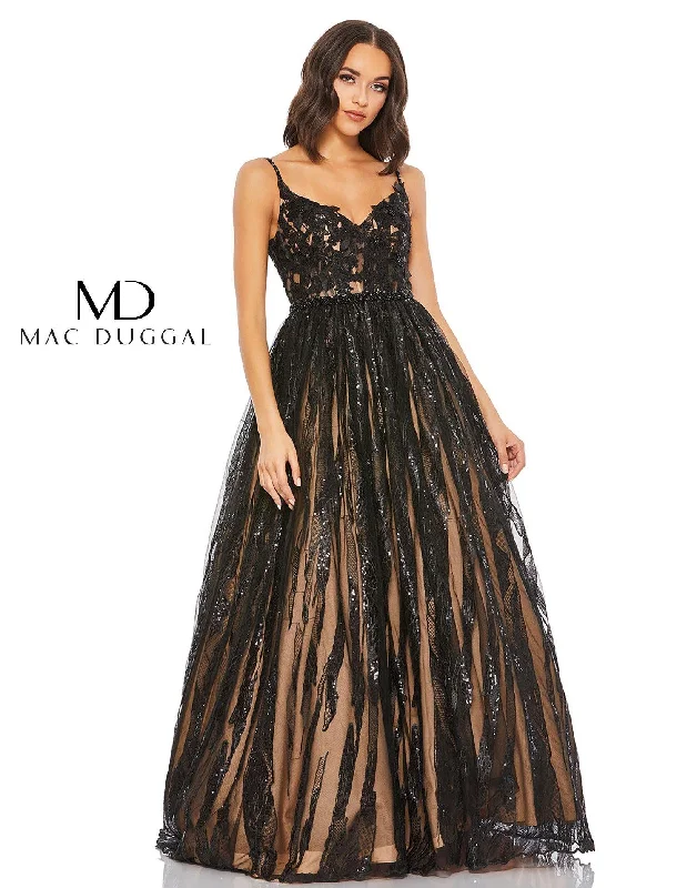 Free And Casual Mac Duggal 67563 Prom Long Spaghetti Strap Ball Gown