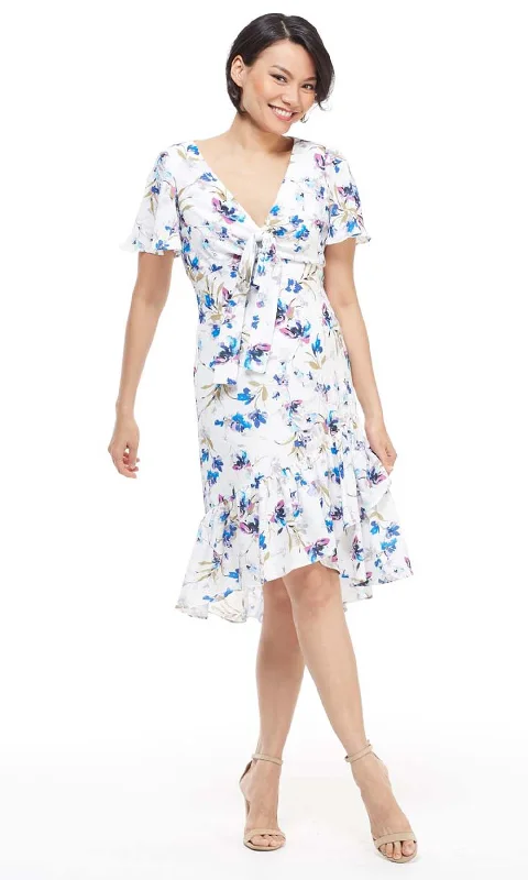 Classic Style Maggy London - G4059MSC Floral Wrap Skirt A-Line Dress