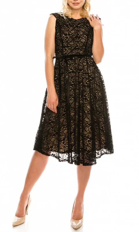 Trendy Items Maison Tara - 95183MSC Velvet Lace A-Line Dress