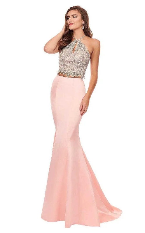 Elegant Tailoring Rachel Allan Long Two Piece Prom Halter Dress 6478