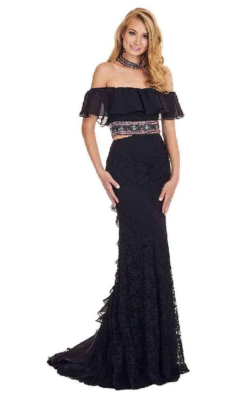 Simple Style Rachel Allan Prom Long Off Shoulder Lace Dress 6563