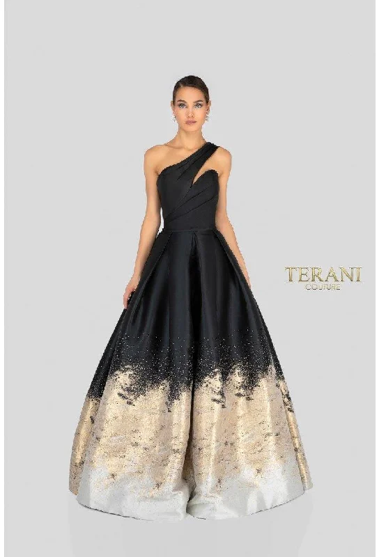 Nightclub Style Terani Couture 1912E9180 One Shoulder Long Ball Gown
