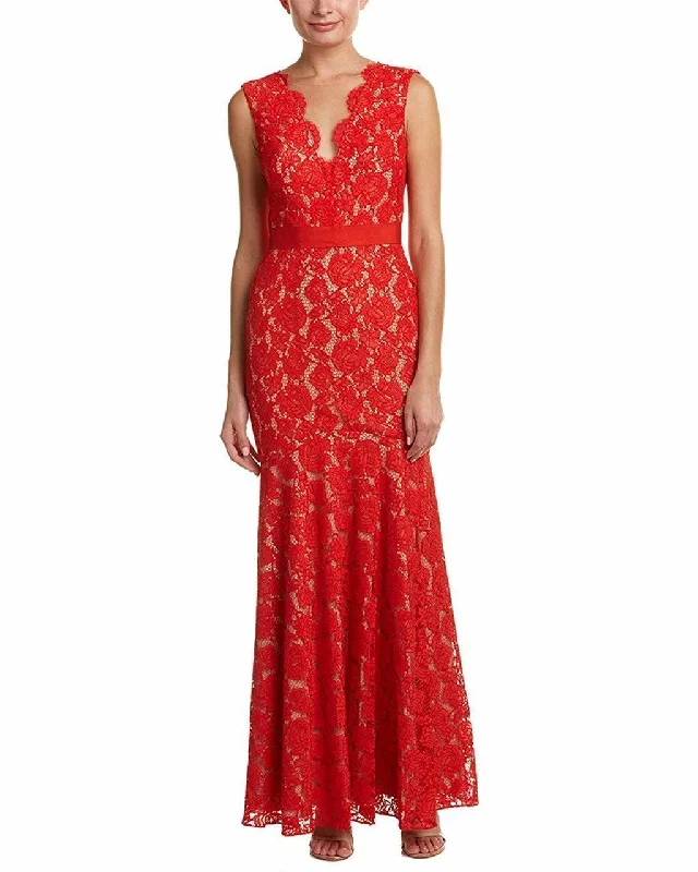 Personalized Clothing Theia - Scalloped Rosette Lace Trumpet Dress 883183SC