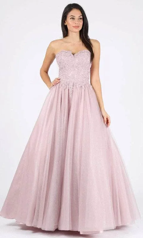 Eureka Fashion - 9898 Lace Strapless A-Line Prom Gown